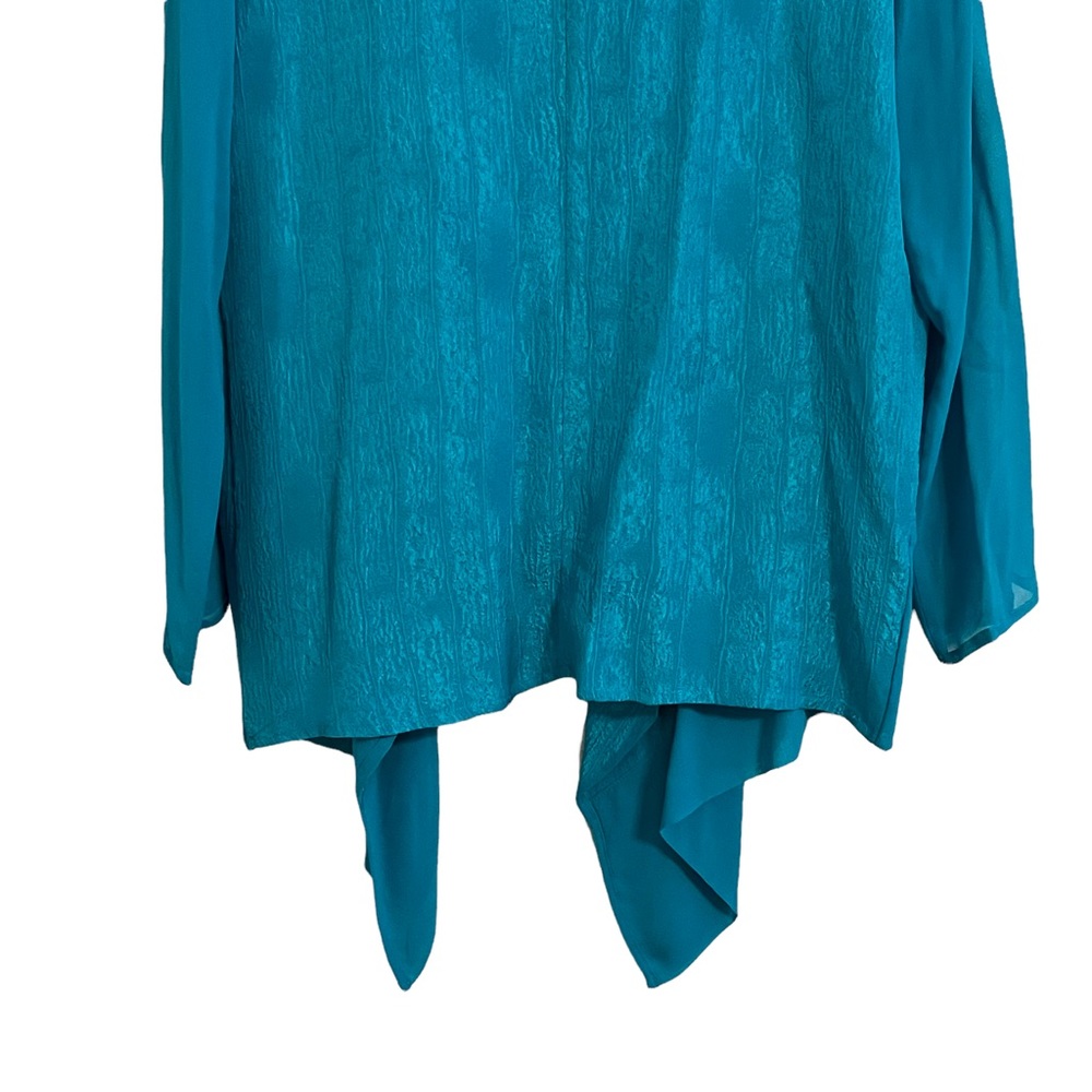 Citron Teal Women's Jacket Kimono Cardigan 100% Silk, Size L - Picture 6 of 8